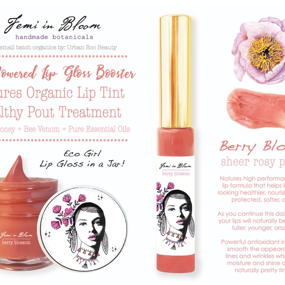 Berry Blossom Pink Sheer Glow Organic Lip Gloss Plumper Treatment - Picture 5 of 14